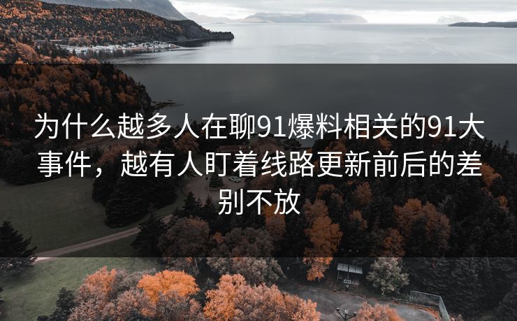 为什么越多人在聊91爆料相关的91大事件，越有人盯着线路更新前后的差别不放